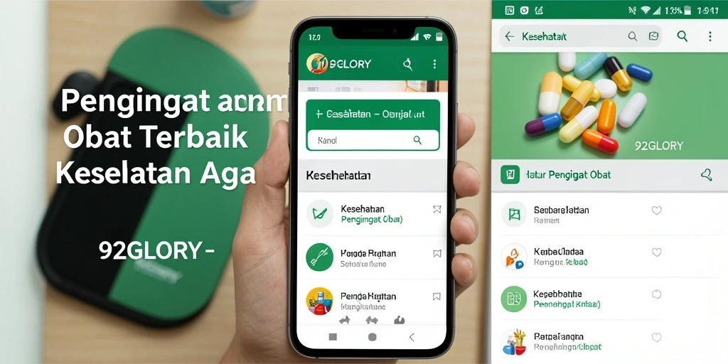 Antarmuka aplikasi Pengingat Obat 92GLORY dengan notifikasi yang mudah dipahami.