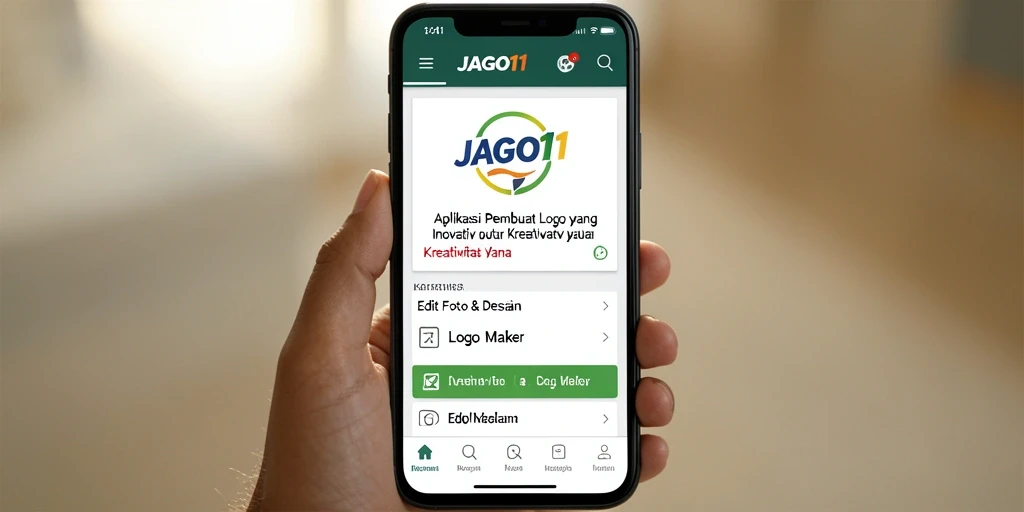 Antarmuka aplikasi JAGO11 yang memudahkan pembuatan logo.