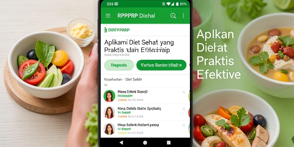 Screenshot utama aplikasi RPRPRP menampilkan antarmuka Diet Sehat yang intuitif.
