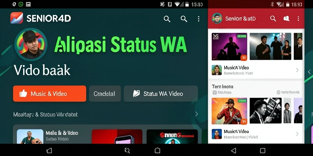 Antarmuka aplikasi SENIOR4D untuk Status WA Video.